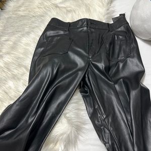 Black leather Zara wide leg pants